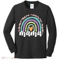 Mama Cheetah Rainbow Heart Kids Long Sleeve Shirt thumb 0