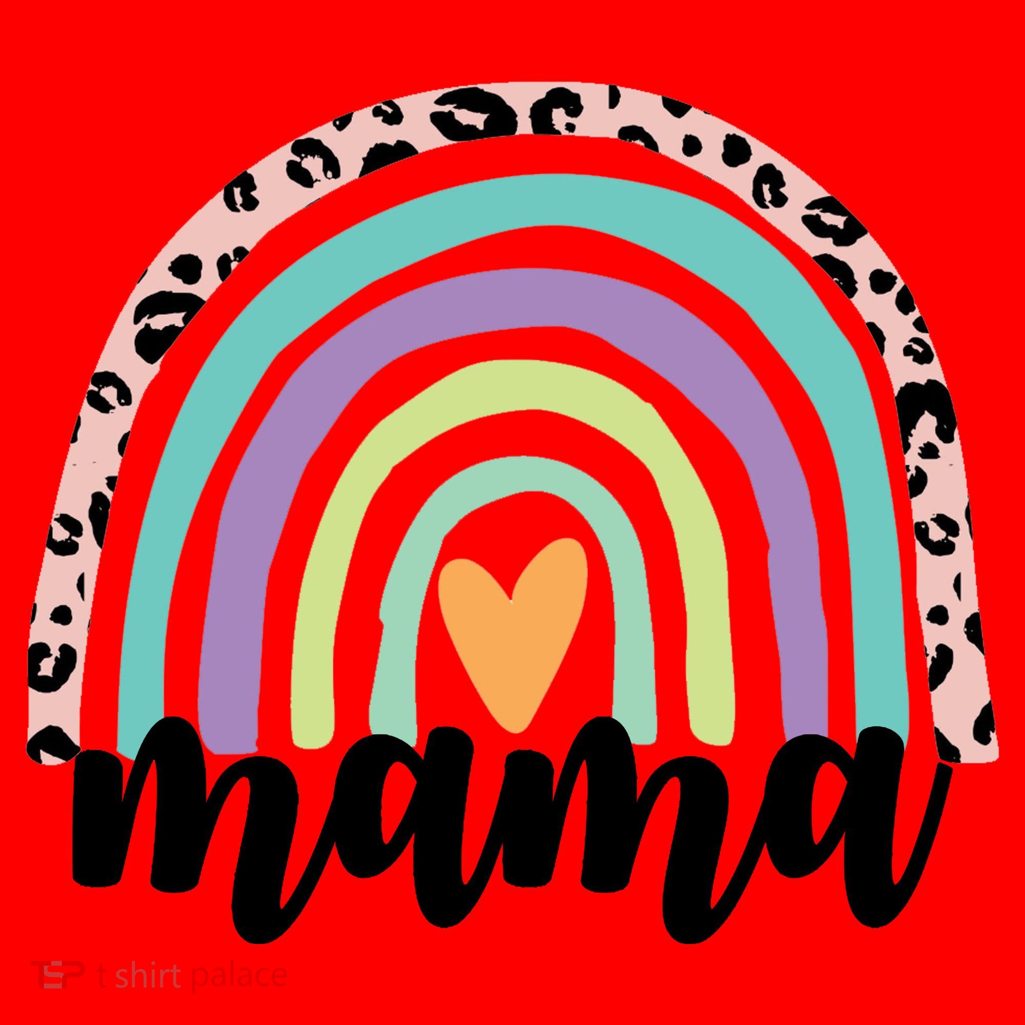 Mama Cheetah Rainbow Heart Santa Hat