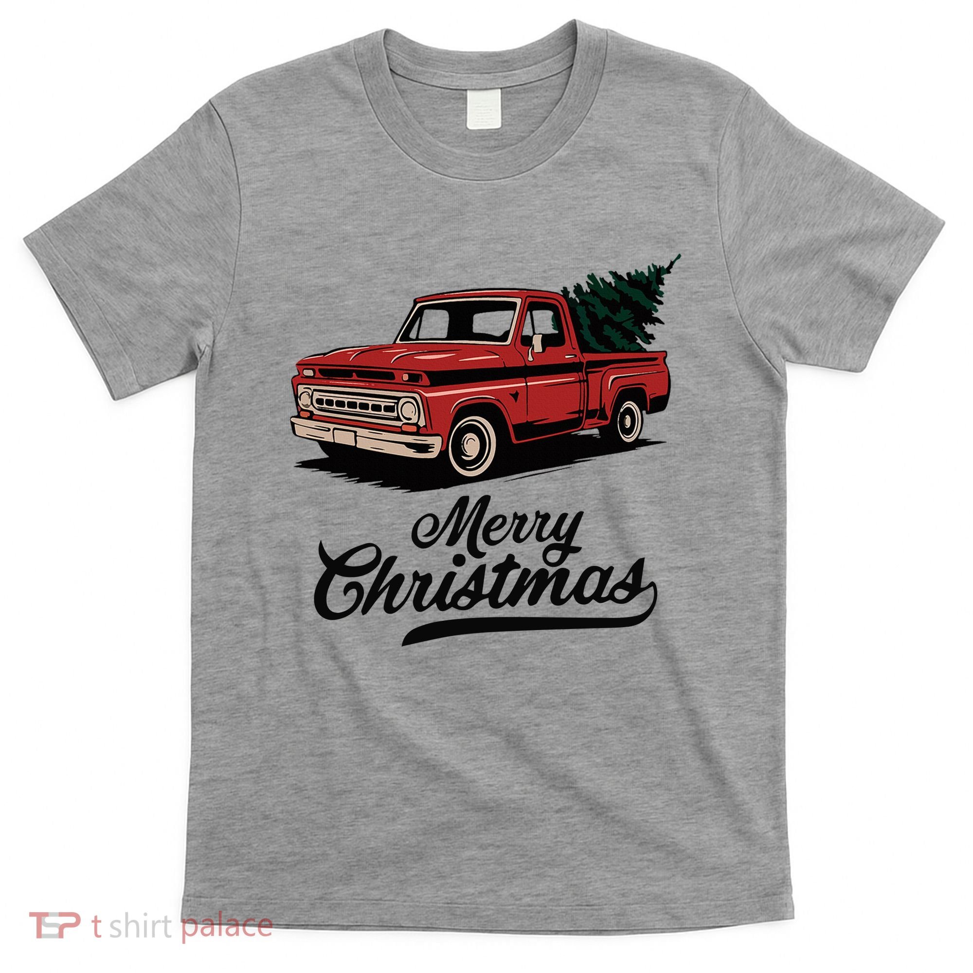 Merry Christmas Red Truck Vintage Retro Holiday T-Shirt
