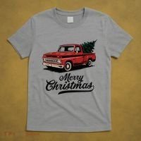 Merry Christmas Red Truck Vintage Retro Holiday T-Shirt thumb 5