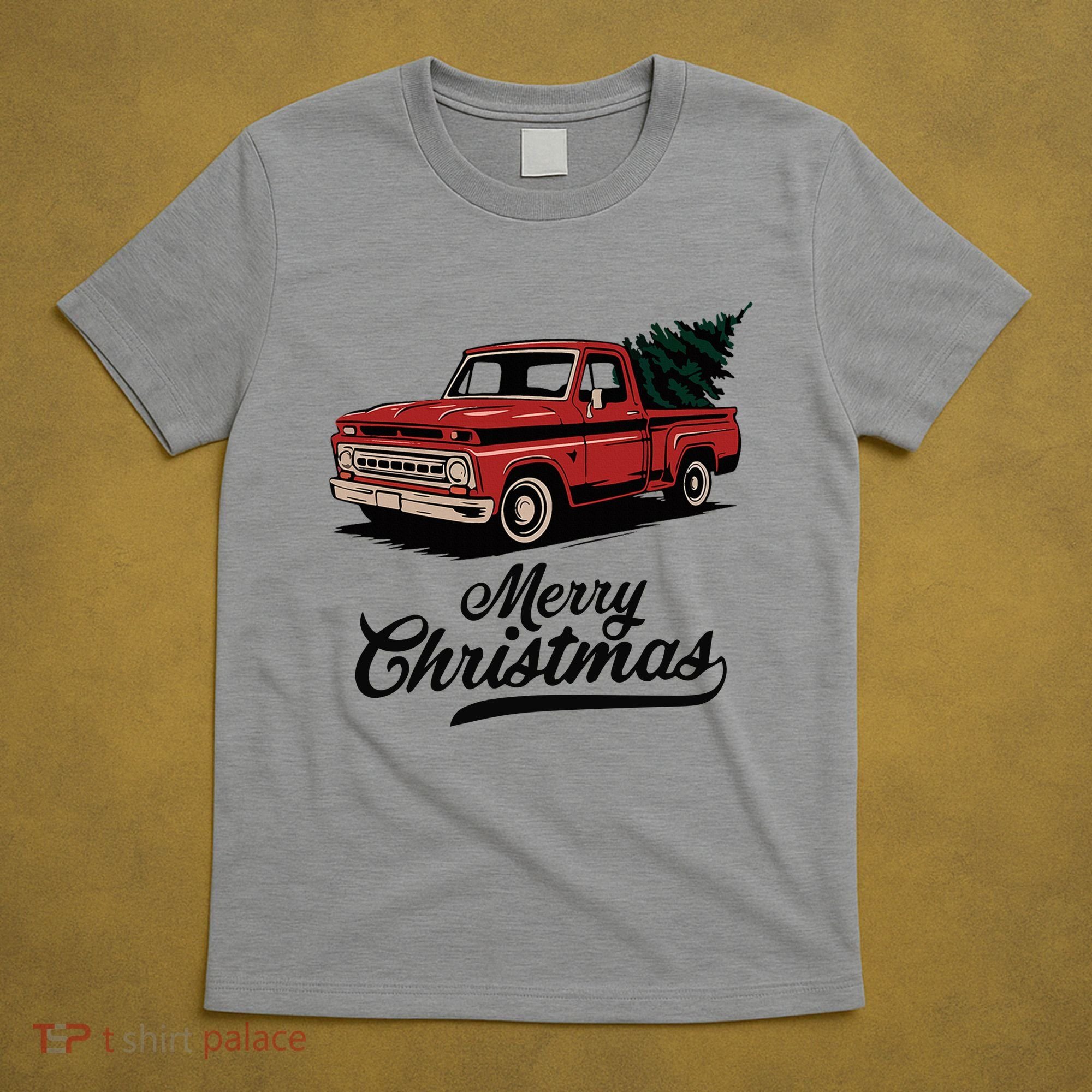 Merry Christmas Red Truck Vintage Retro Holiday T-Shirt