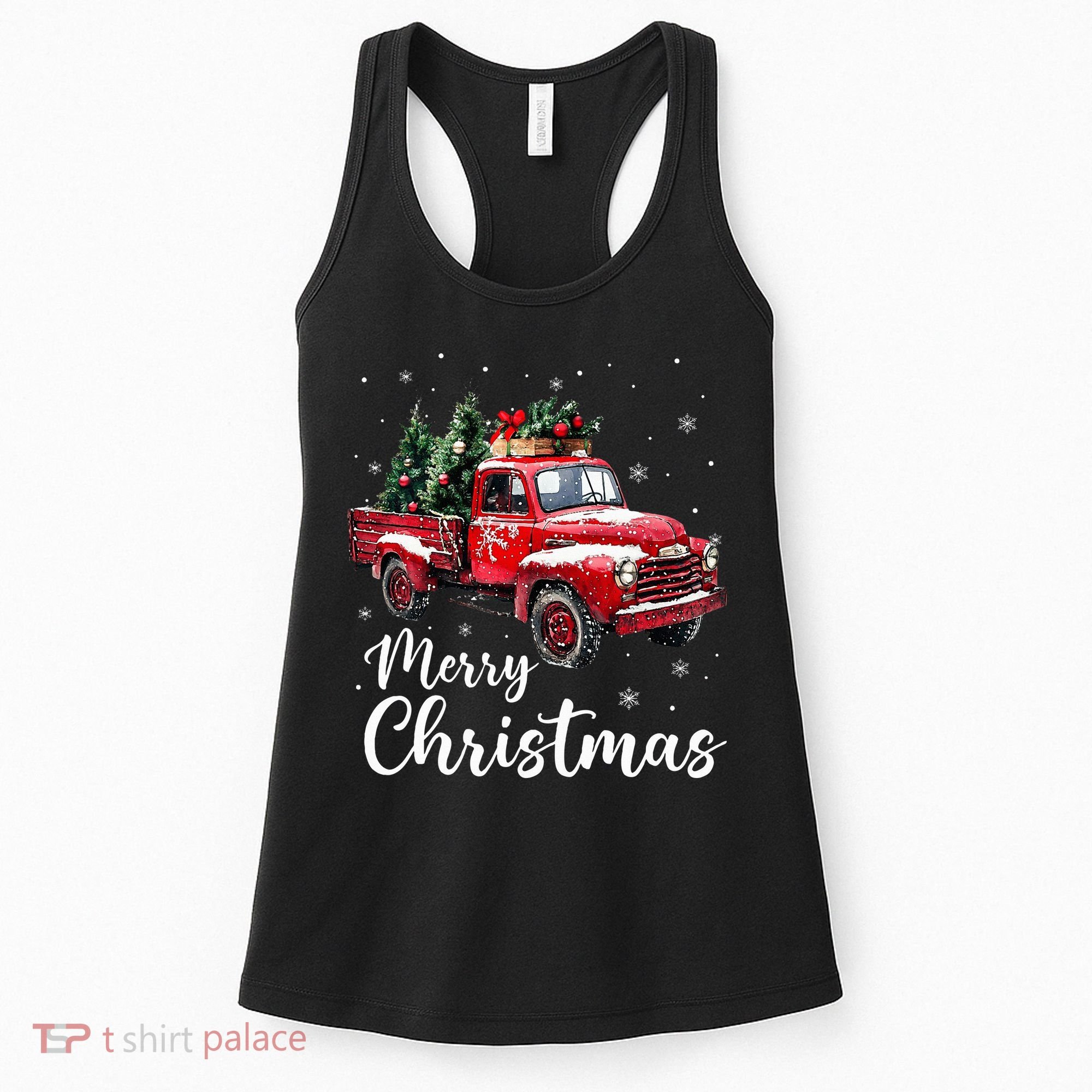 Merry Christmas Red Truck Family Matching Christmas Pajama Women's Tank Top