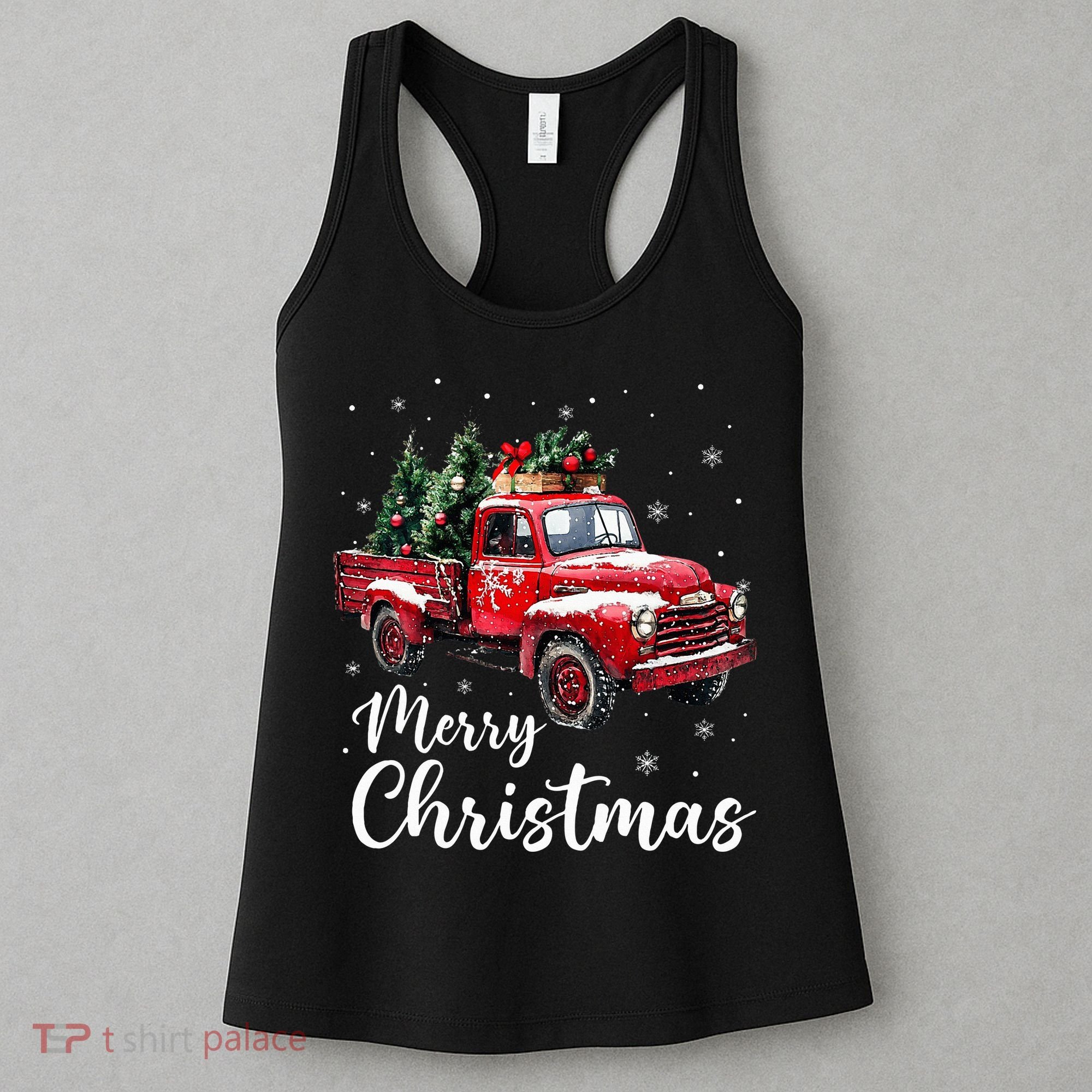 Merry Christmas Red Truck Family Matching Christmas Pajama Women's Tank Top
