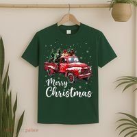 Merry Christmas Red Truck Family Matching Christmas Pajama T-Shirt thumb 2