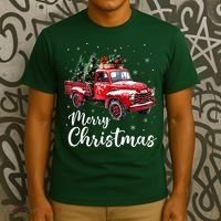 Merry Christmas Red Truck Family Matching Christmas Pajama T-Shirt thumb 3