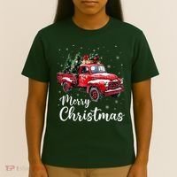 Merry Christmas Red Truck Family Matching Christmas Pajama T-Shirt thumb 4