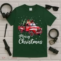 Merry Christmas Red Truck Family Matching Christmas Pajama T-Shirt thumb 5