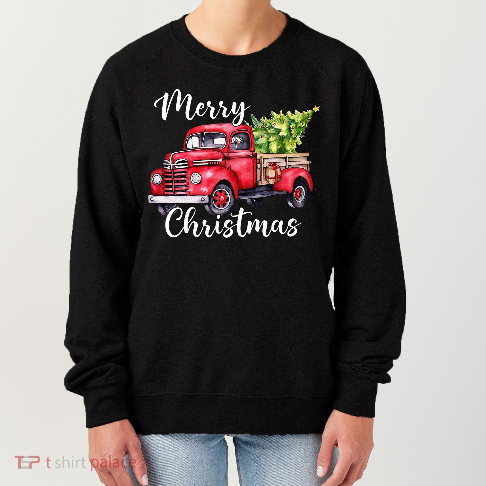 Merry Christmas Red Truck Women's Sweatshirt