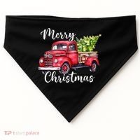 Merry Christmas Red Truck USA-Made Doggie Bandana thumb 0