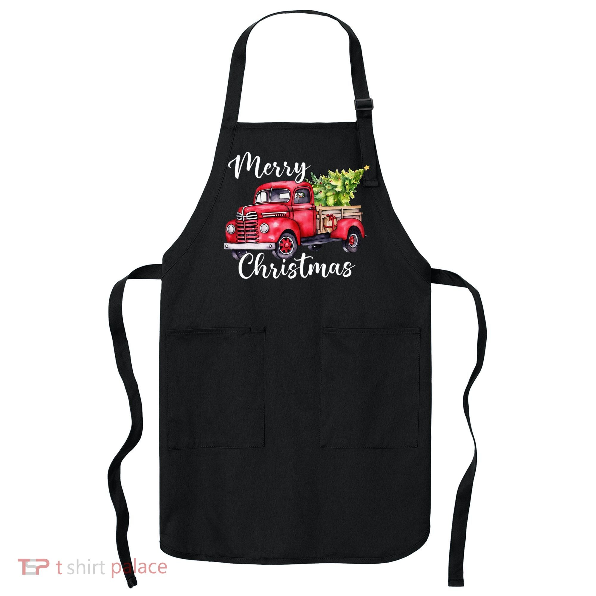 Merry Christmas Red Truck Apron