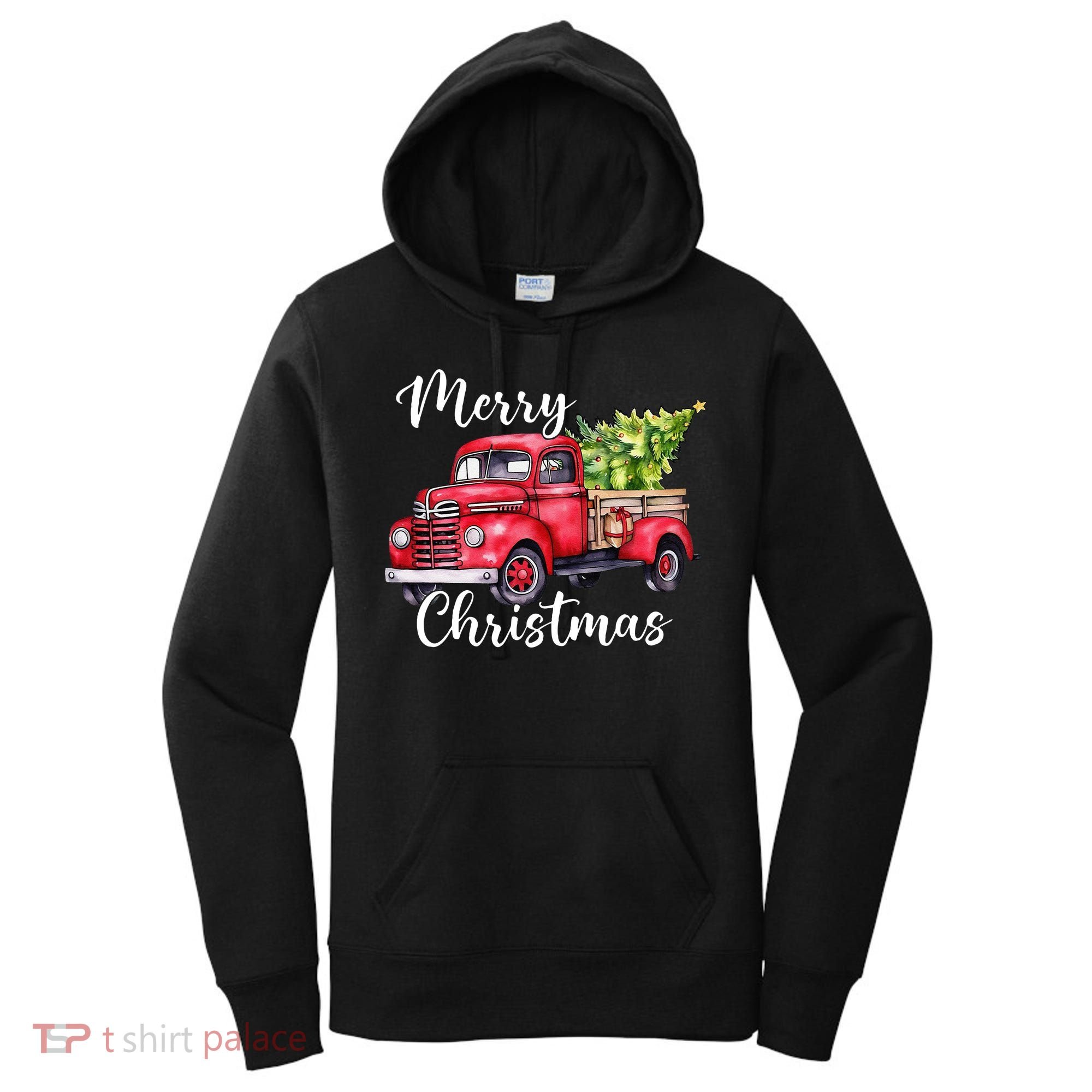 Merry Christmas Red Truck Women's Hoodie