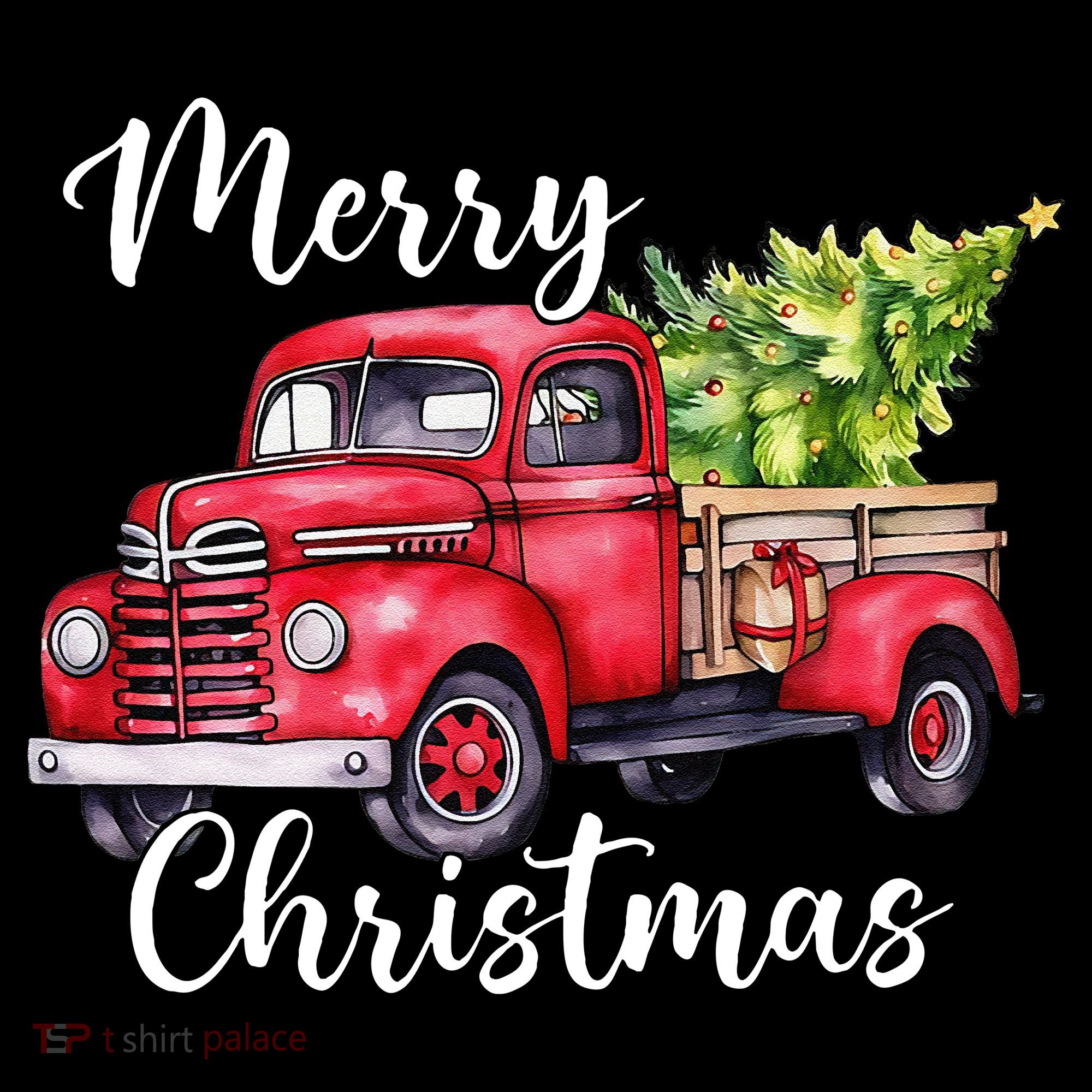Merry Christmas Red Truck Women's Hoodie