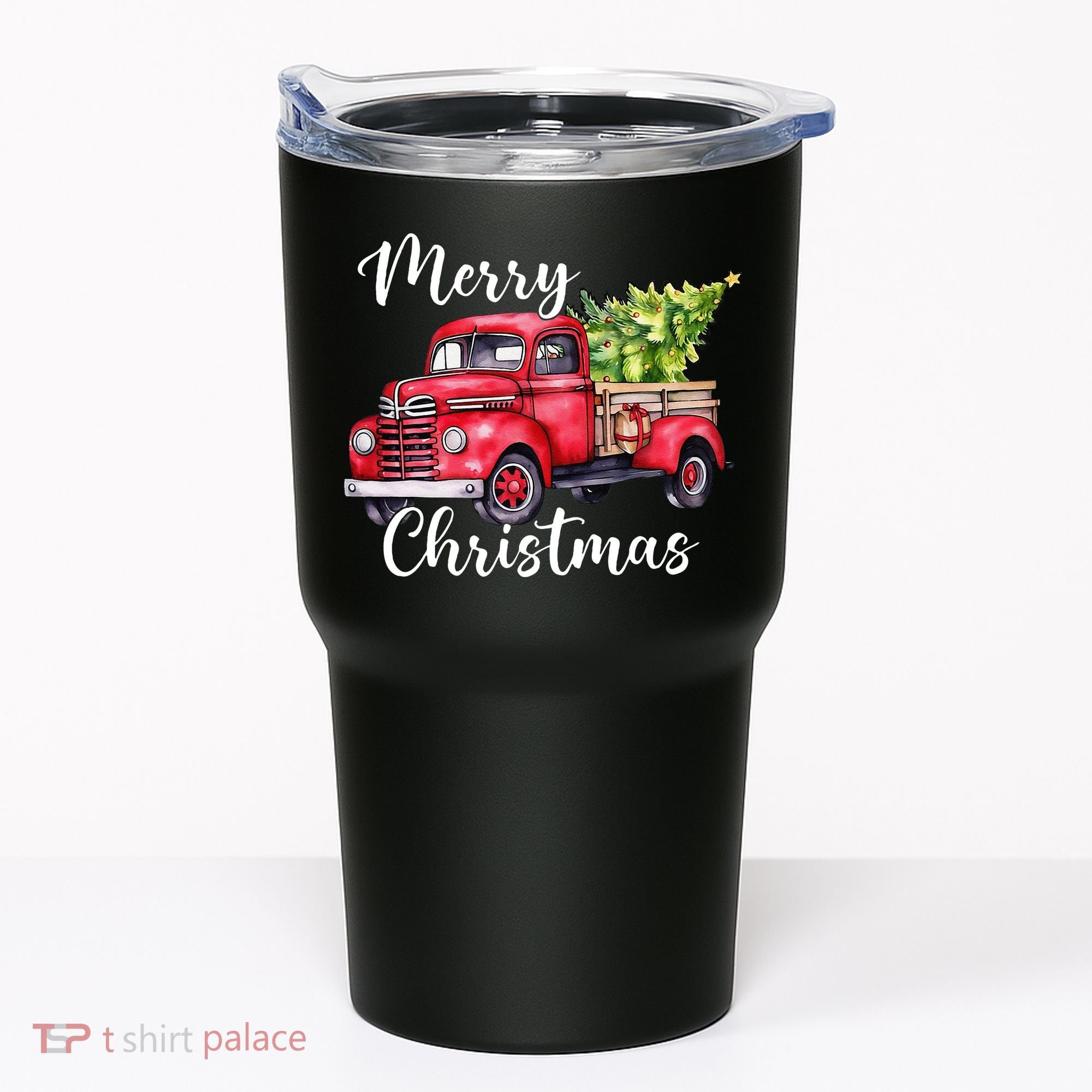 Merry Christmas Red Truck Tumbler