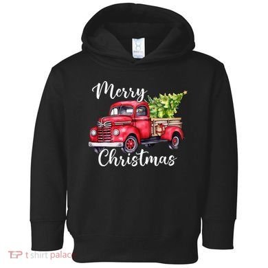 Merry Christmas Red Truck Toddler Hoodie