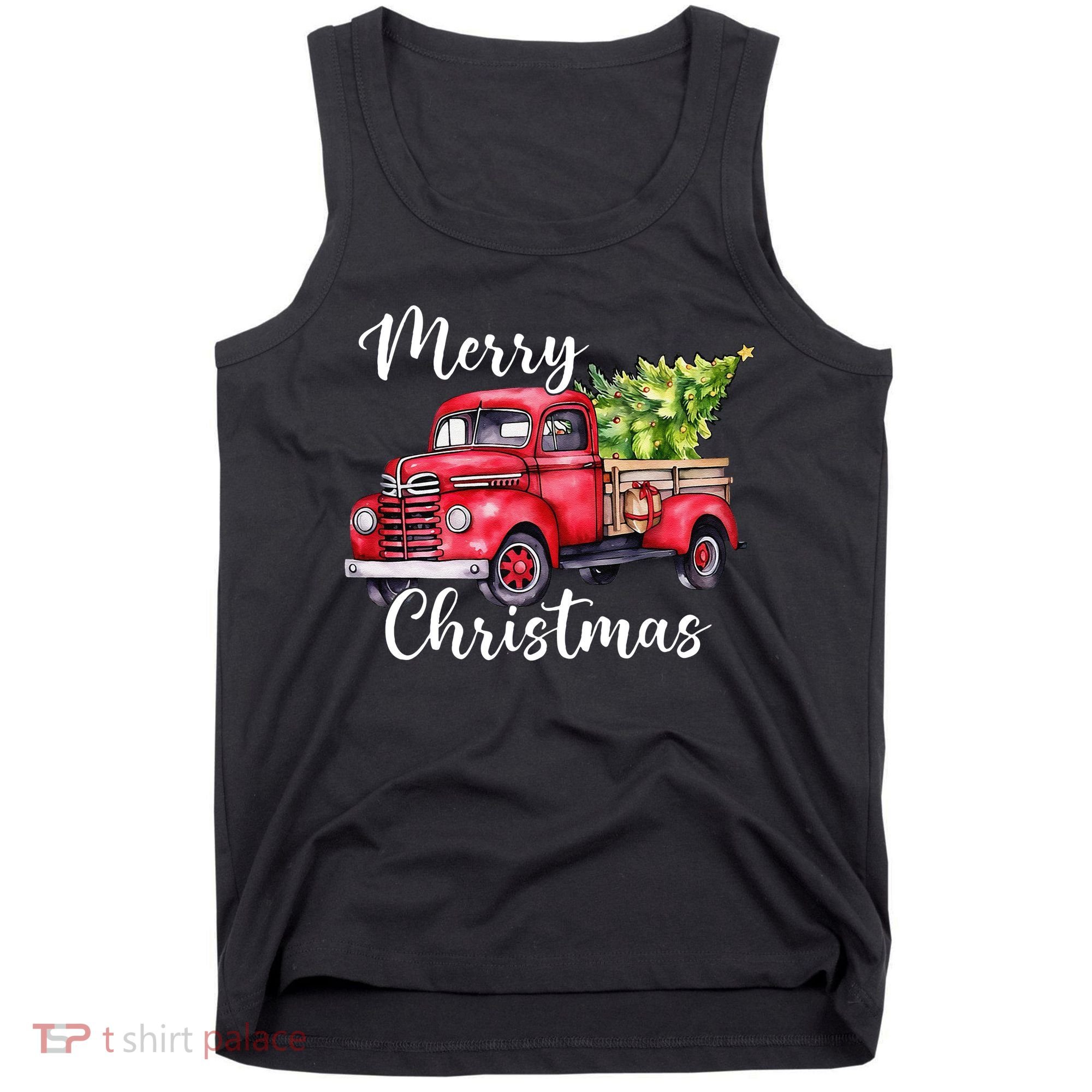 Merry Christmas Red Truck Tank Top