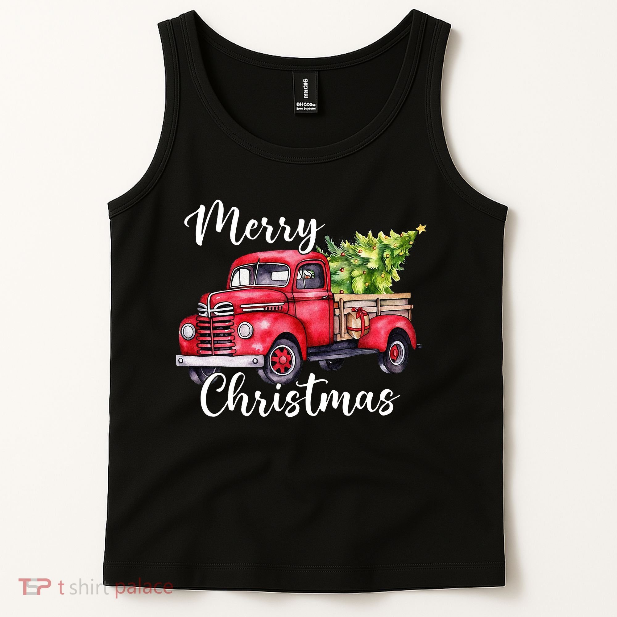 Merry Christmas Red Truck Tank Top