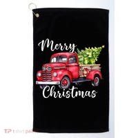 Merry Christmas Red Truck Golf Towel thumb 0