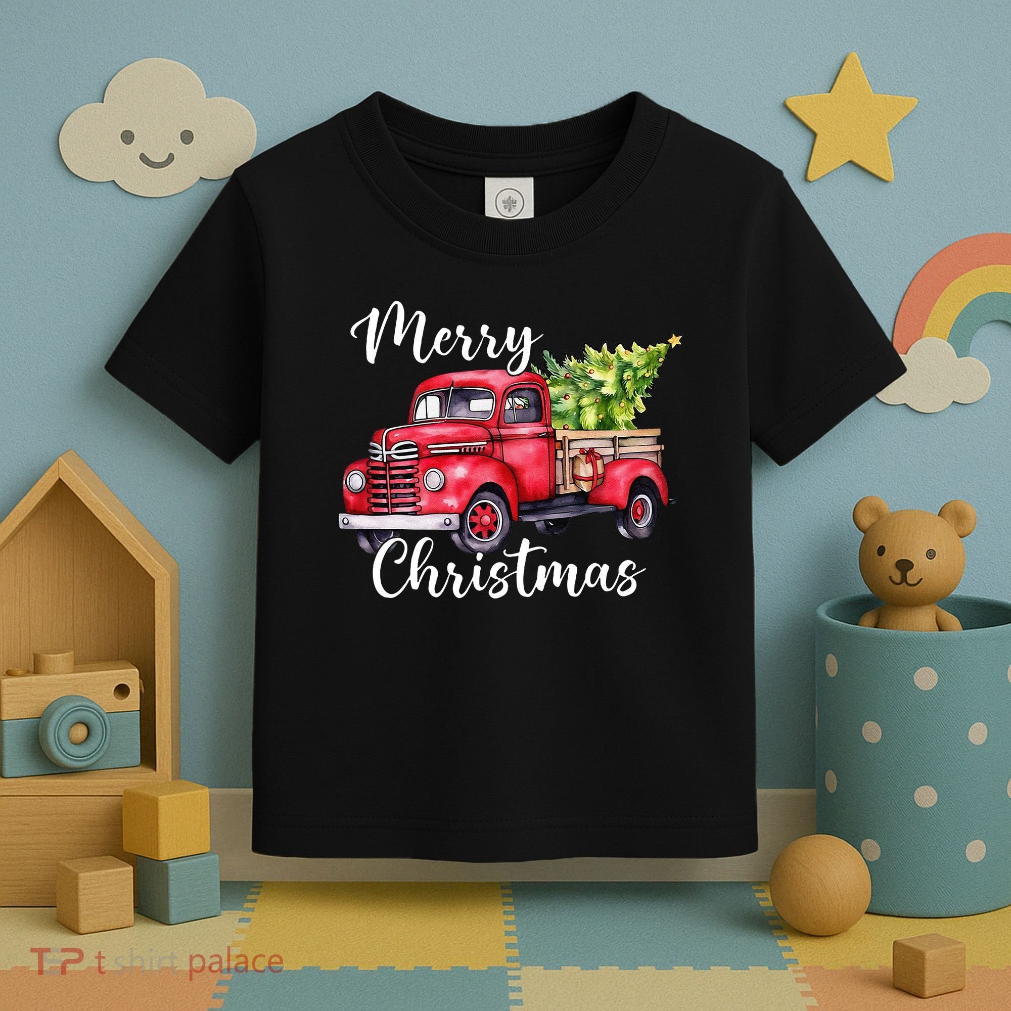 Merry Christmas Red Truck Toddler T-Shirt