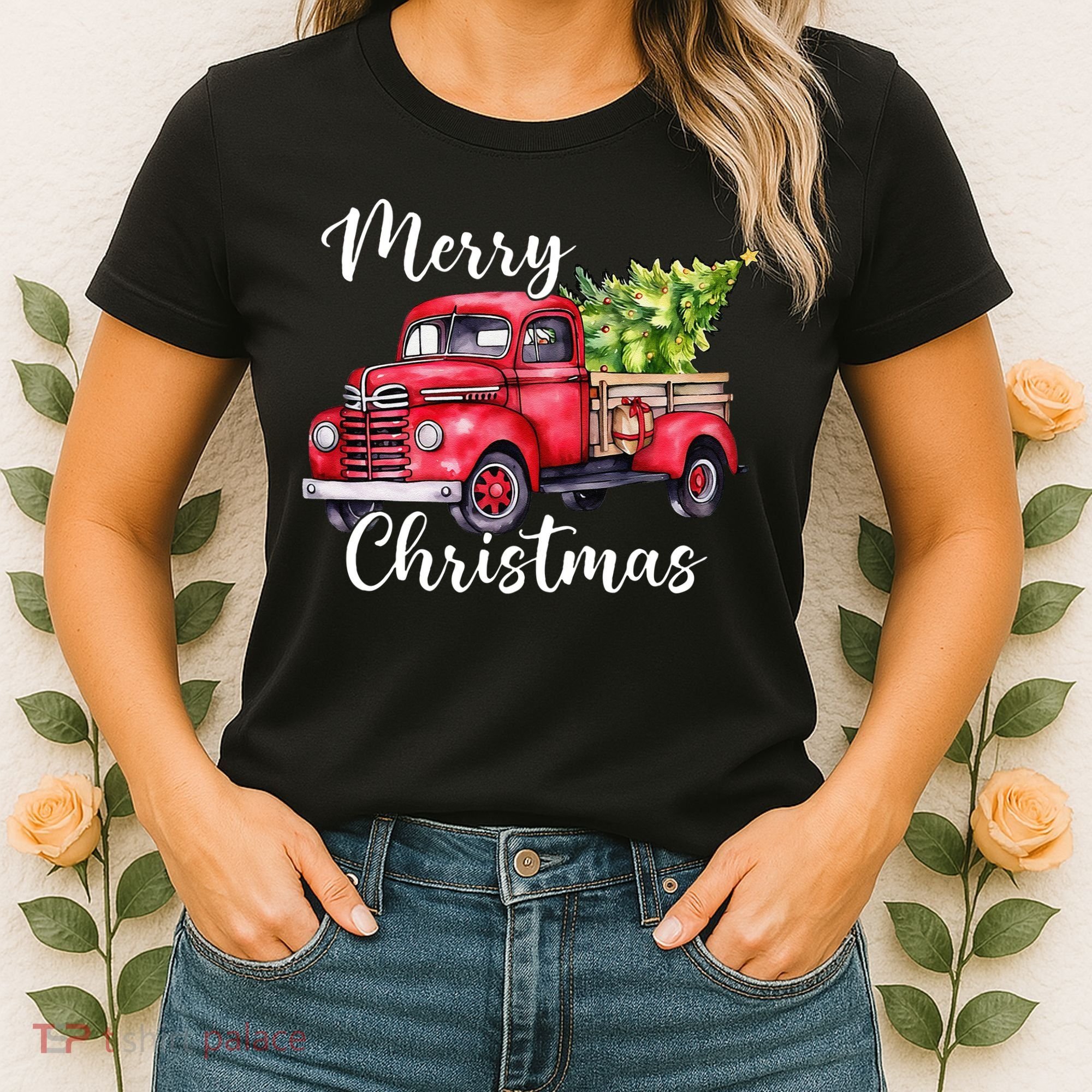 Merry Christmas Red Truck Women's T-Shirt