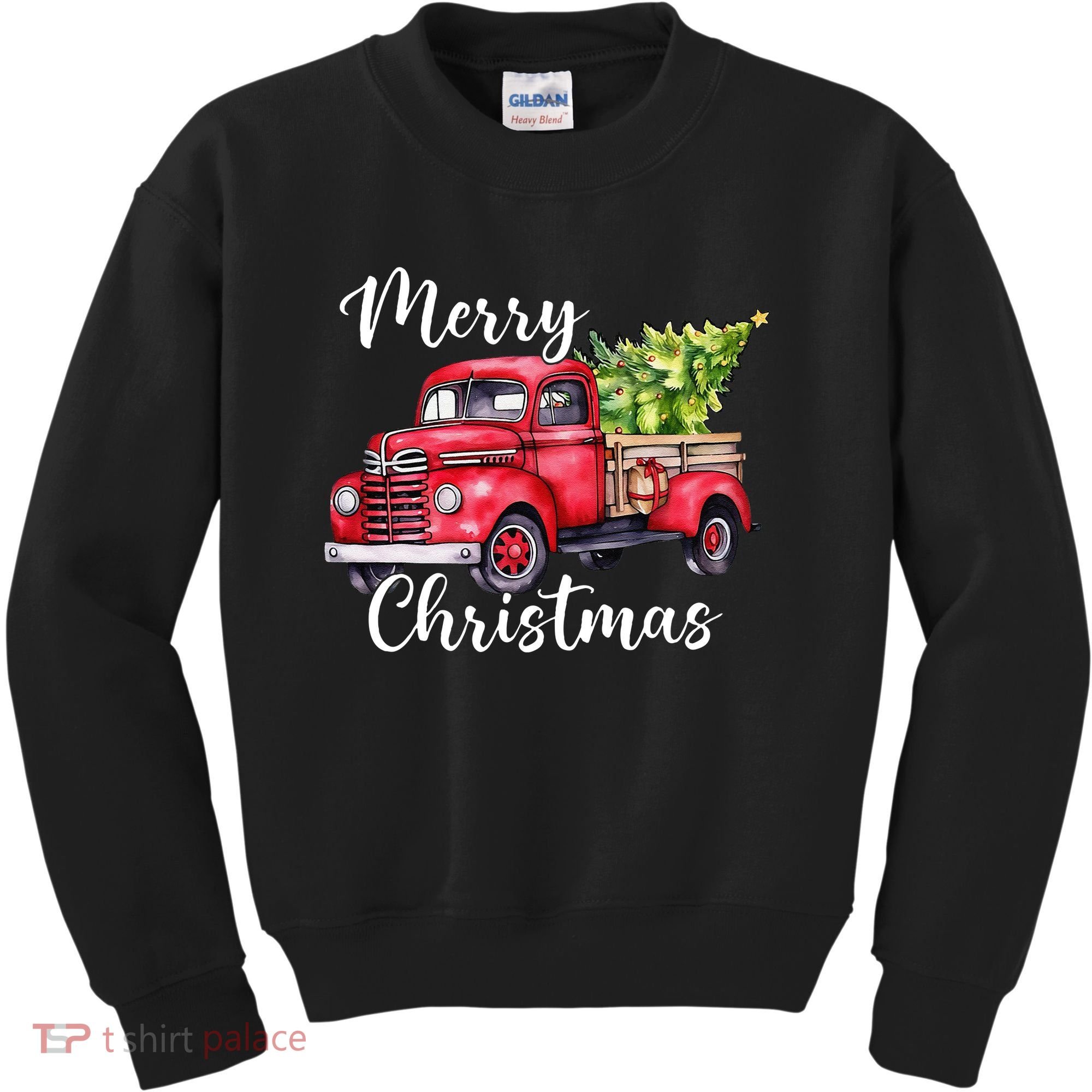 Merry Christmas Red Truck Kids Sweatshirt