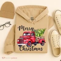Merry Christmas Red Truck Hoodie thumb 4