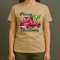 Merry Christmas Red Truck T-Shirt thumb 4