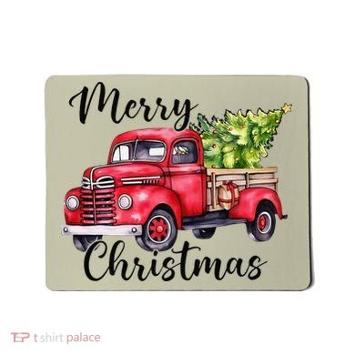 Merry Christmas Red Truck Mousepad
