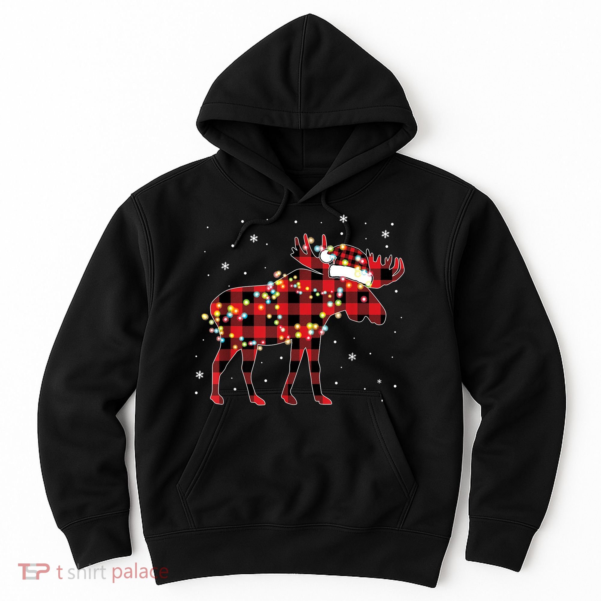 Moose Christmas Red Plaid Buffalo Pajama Matching Gift TShirt Hoodie
