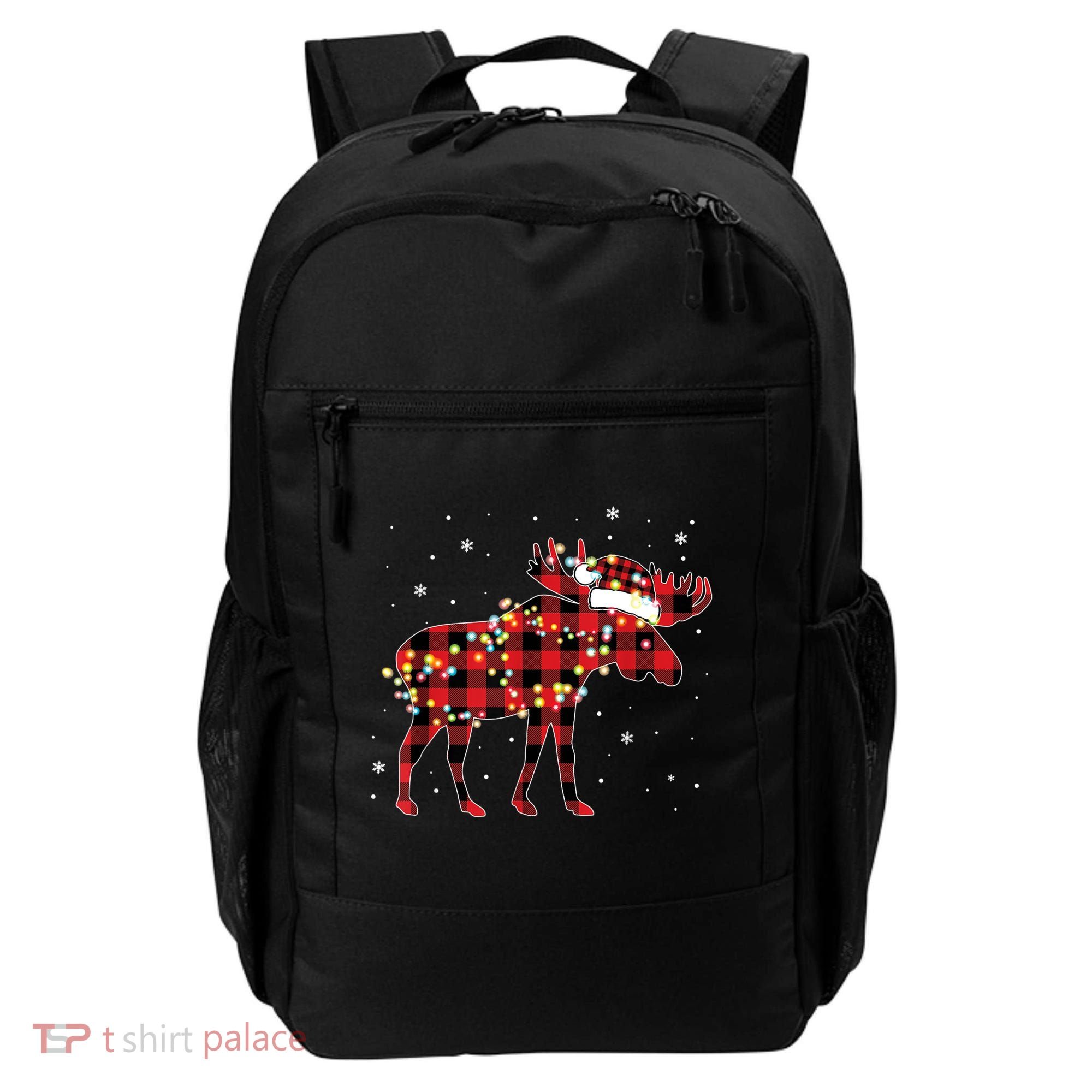 Moose Christmas Red Plaid Buffalo Pajama Matching Gift TShirt Backpack