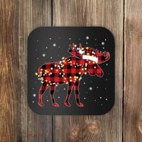 Moose Christmas Red Plaid Buffalo Pajama Matching Gift TShirt Coaster thumb 0