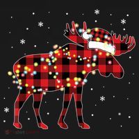 Moose Christmas Red Plaid Buffalo Pajama Matching Gift TShirt Women's Hoodie thumb 2
