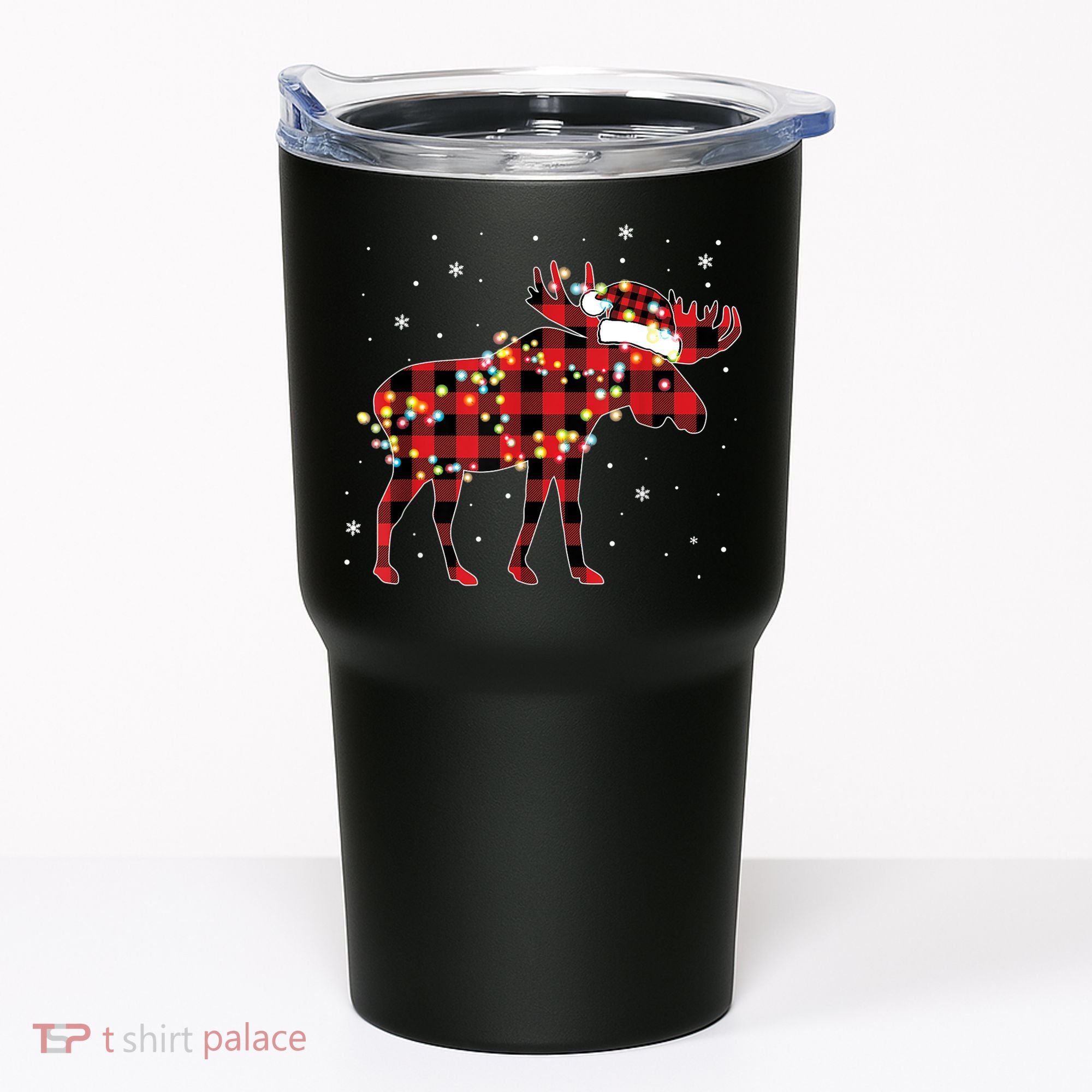 Moose Christmas Red Plaid Buffalo Pajama Matching Gift TShirt Tumbler