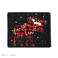 Moose Christmas Red Plaid Buffalo Pajama Matching Gift TShirt Mousepad thumb 0