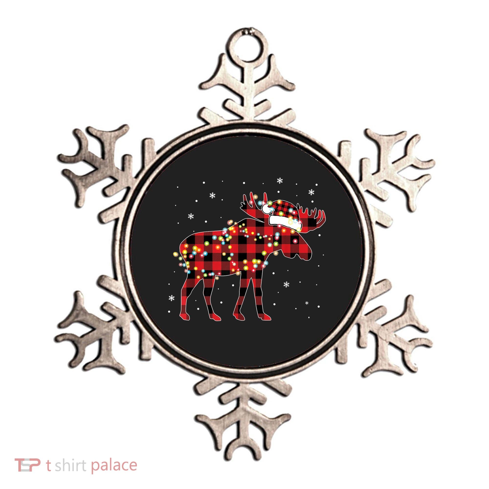 Moose Christmas Red Plaid Buffalo Pajama Matching Gift TShirt Ornament