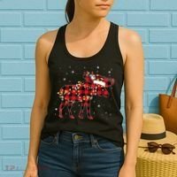 Moose Christmas Red Plaid Buffalo Pajama Matching Gift TShirt Women's Tank Top thumb 2