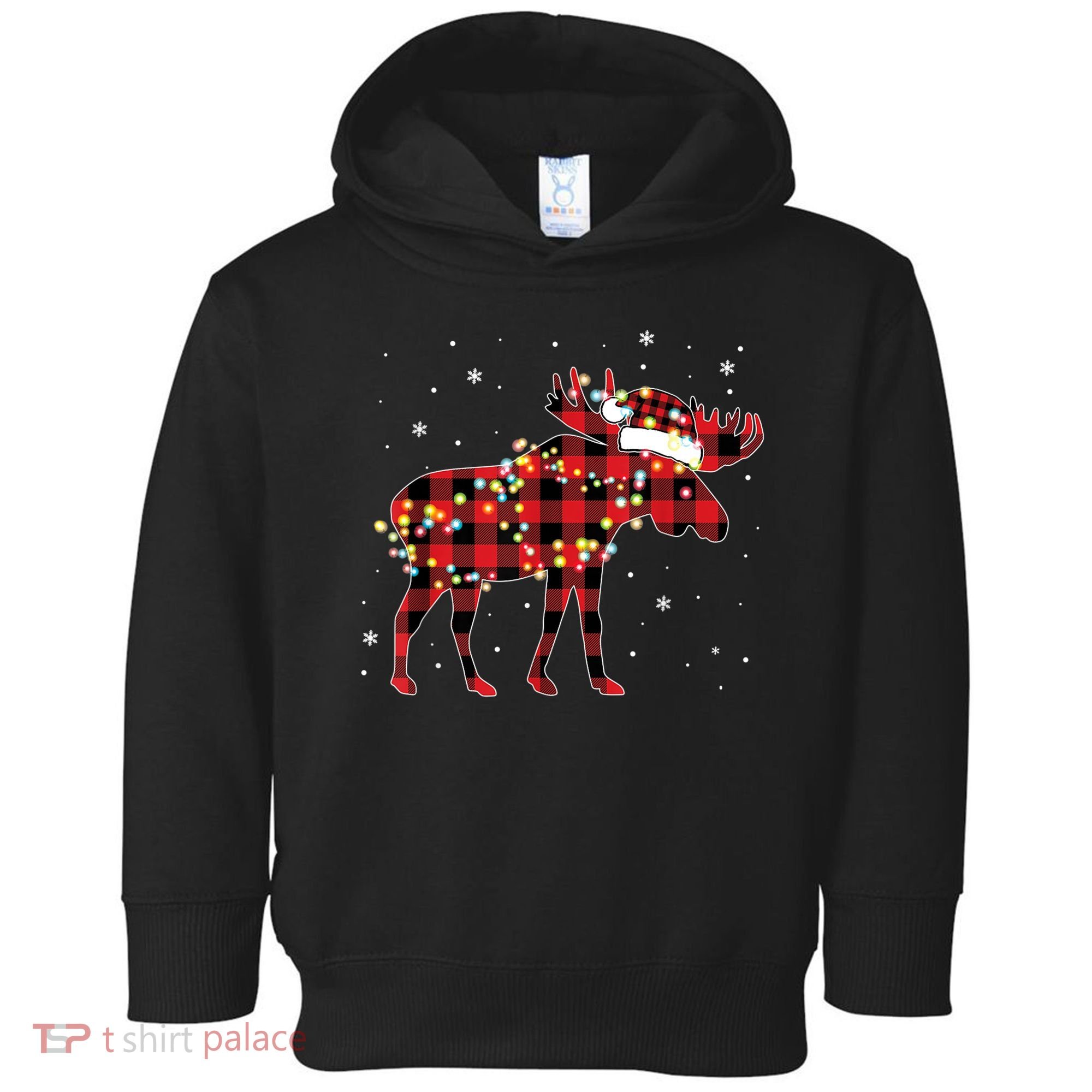 Moose Christmas Red Plaid Buffalo Pajama Matching Gift TShirt Toddler Hoodie