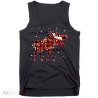 Moose Christmas Red Plaid Buffalo Pajama Matching Gift TShirt Tank Top thumb 0