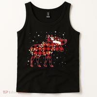 Moose Christmas Red Plaid Buffalo Pajama Matching Gift TShirt Tank Top thumb 2
