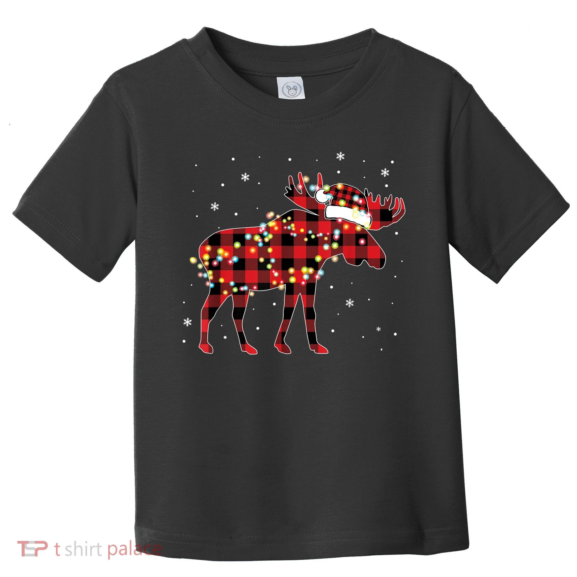 Moose Christmas Red Plaid Buffalo Pajama Matching Gift TShirt Toddler T-Shirt
