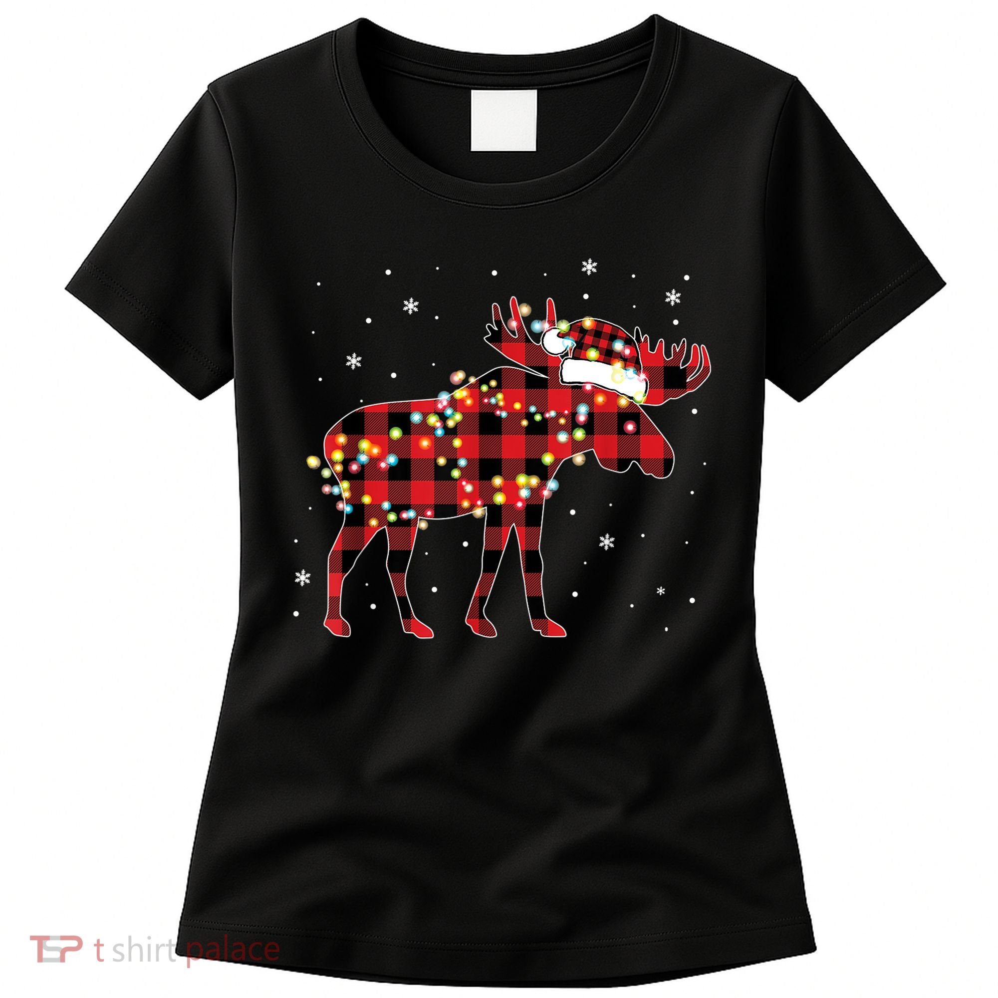 Moose Christmas Red Plaid Buffalo Pajama Matching Gift TShirt Women's T-Shirt