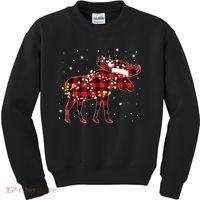 Moose Christmas Red Plaid Buffalo Pajama Matching Gift TShirt Kids Sweatshirt thumb 0
