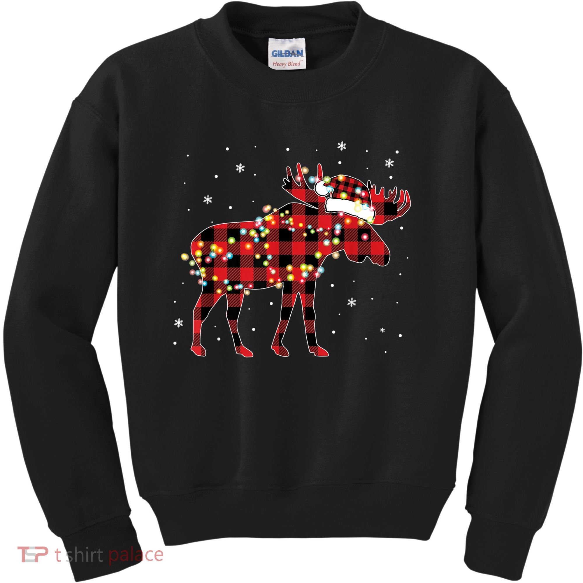 Moose Christmas Red Plaid Buffalo Pajama Matching Gift TShirt Kids Sweatshirt