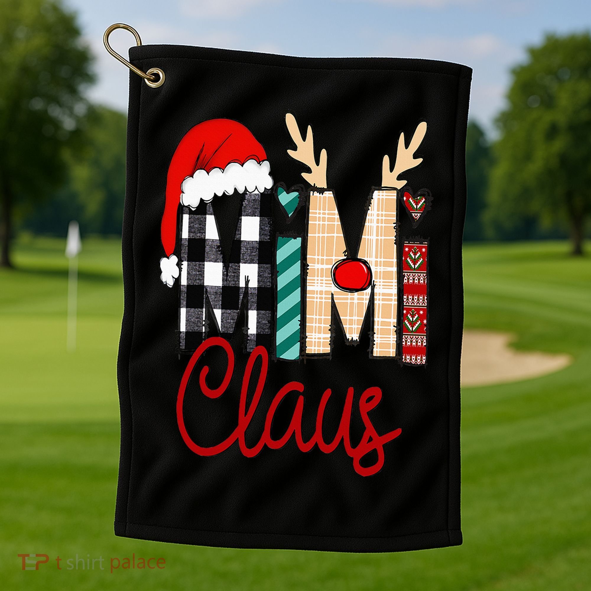 Mimi Claus Reindeer Christmas Golf Towel