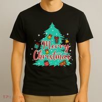 Merry Christmas Retro Christmas Tree Santa Claus Xmas Goodies Groovy Plus Size T-Shirt thumb 3