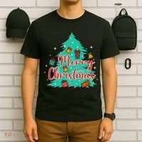 Merry Christmas Retro Christmas Tree Santa Claus Xmas Goodies Groovy Plus Size T-Shirt thumb 6