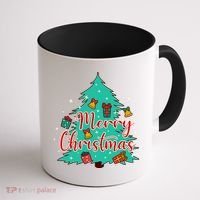 Merry Christmas Retro Christmas Tree Santa Claus Xmas Goodies Groovy Plus Size Coffee Mug thumb 1