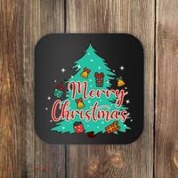 Merry Christmas Retro Christmas Tree Santa Claus Xmas Goodies Groovy Plus Size Coaster thumb 0