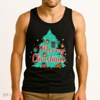 Merry Christmas Retro Christmas Tree Santa Claus Xmas Goodies Groovy Plus Size Tank Top thumb 3