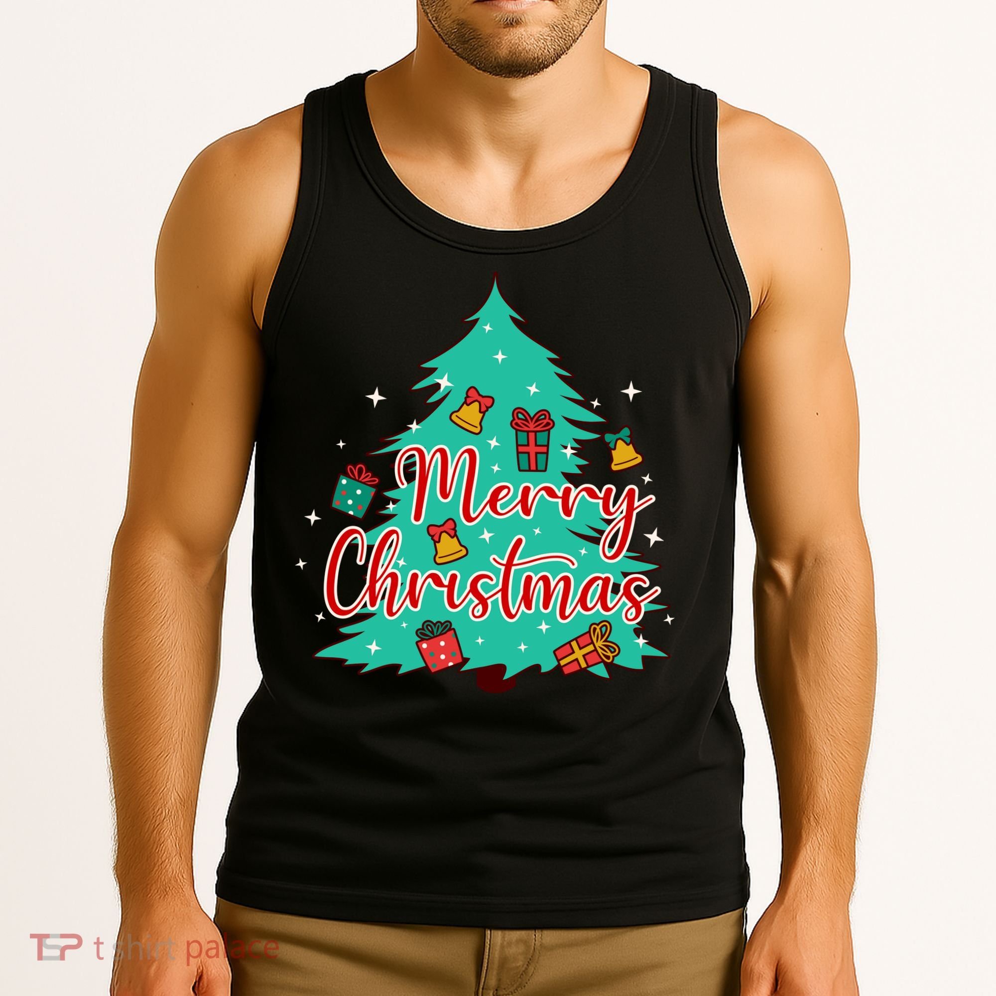 Merry Christmas Retro Christmas Tree Santa Claus Xmas Goodies Groovy Plus Size Tank Top