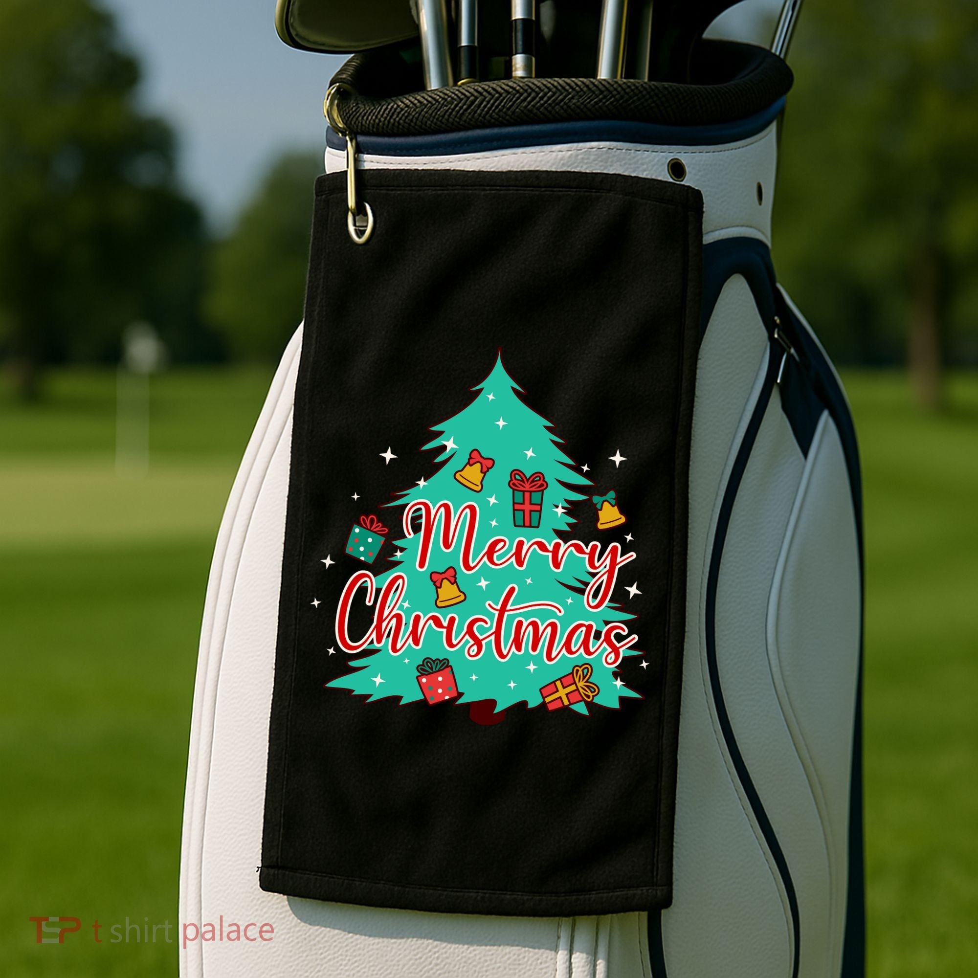 Merry Christmas Retro Christmas Tree Santa Claus Xmas Goodies Groovy Plus Size Golf Towel